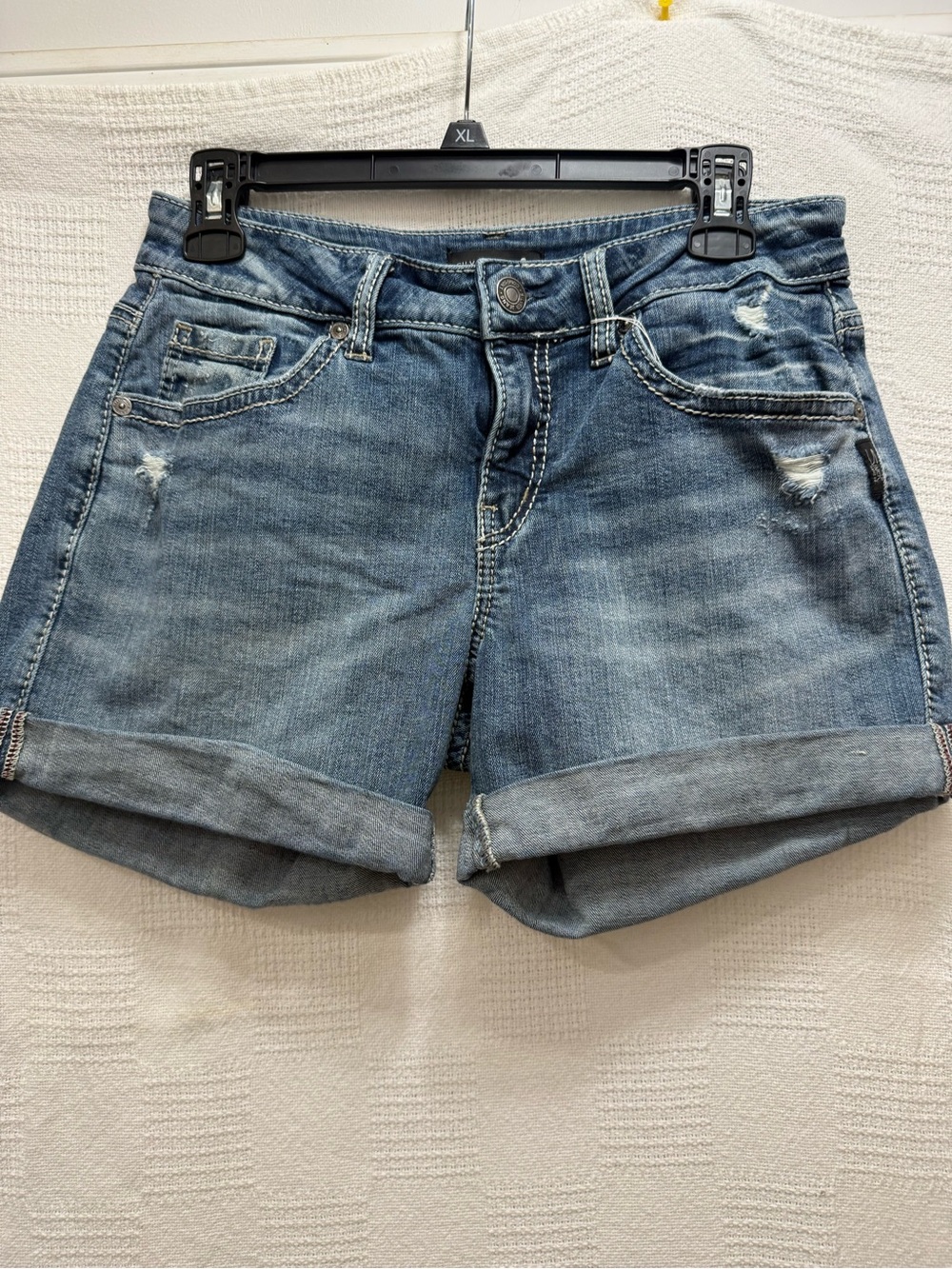 Silver Jeans Medium Blue Rolled Cuff Denim Shorts